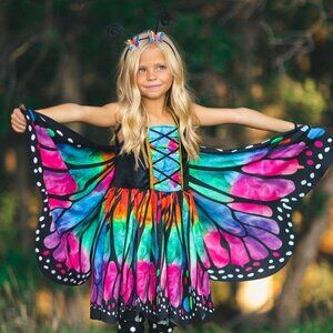 Vibrant Rainbow Butterfly Kids Costume with Wings by Sparkle in Pink